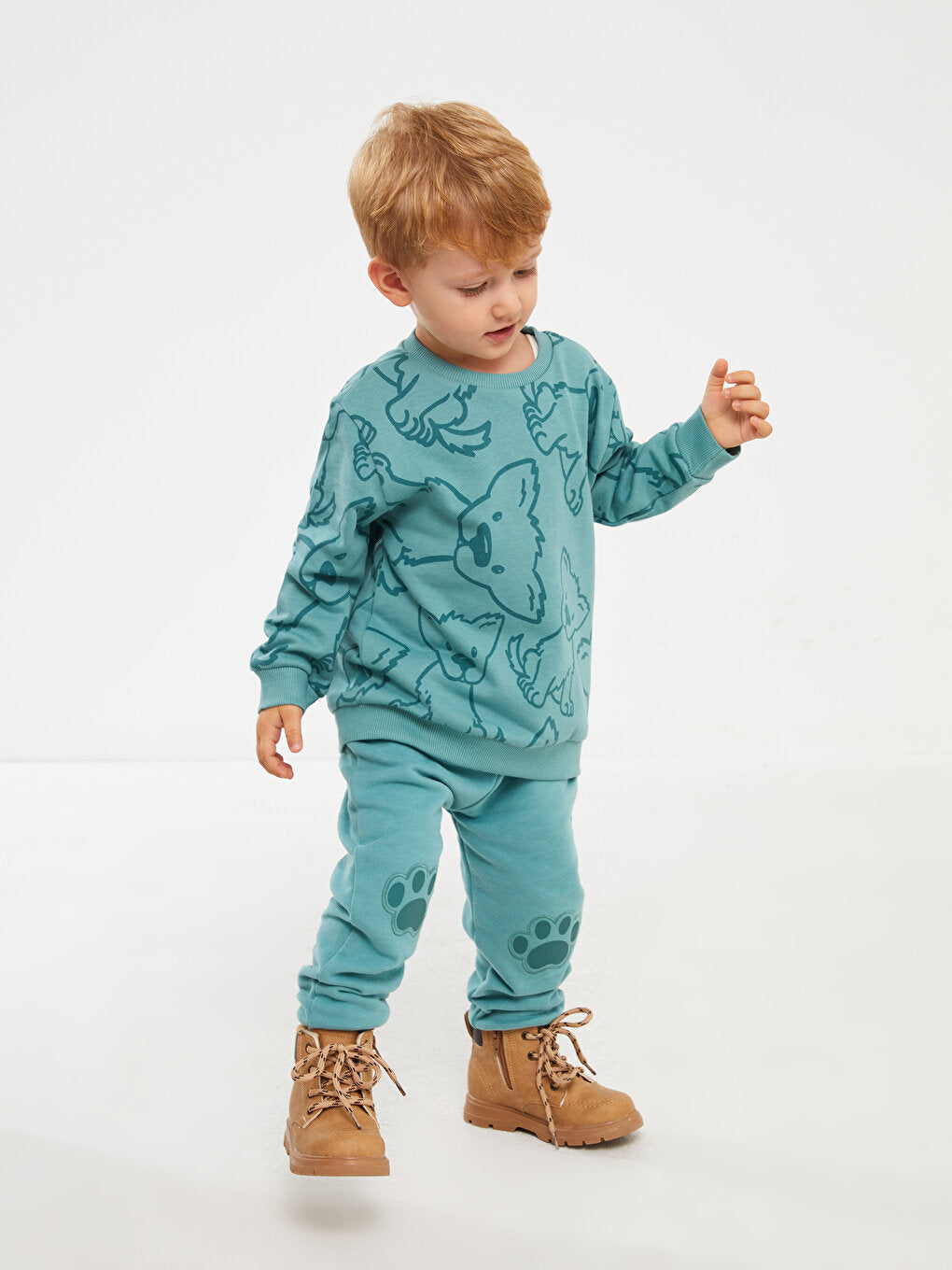 Printed Baby Boy Tracksuit Bottom With Elastic Waist