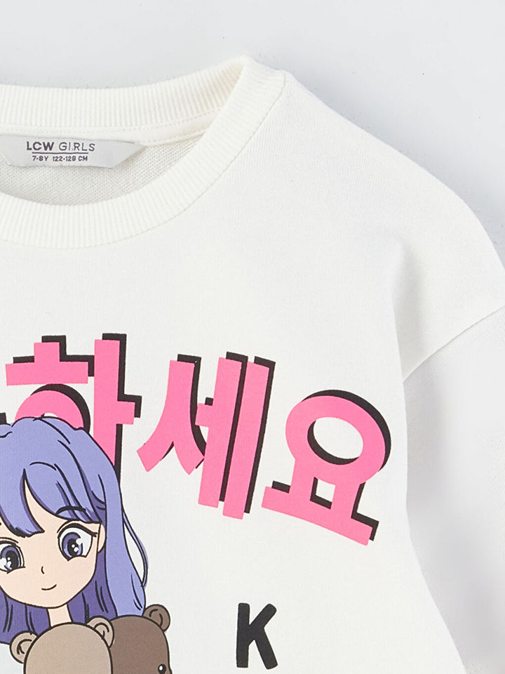 Crew Neck K-Pop Printed Long Sleeve Girls Sweatshirt