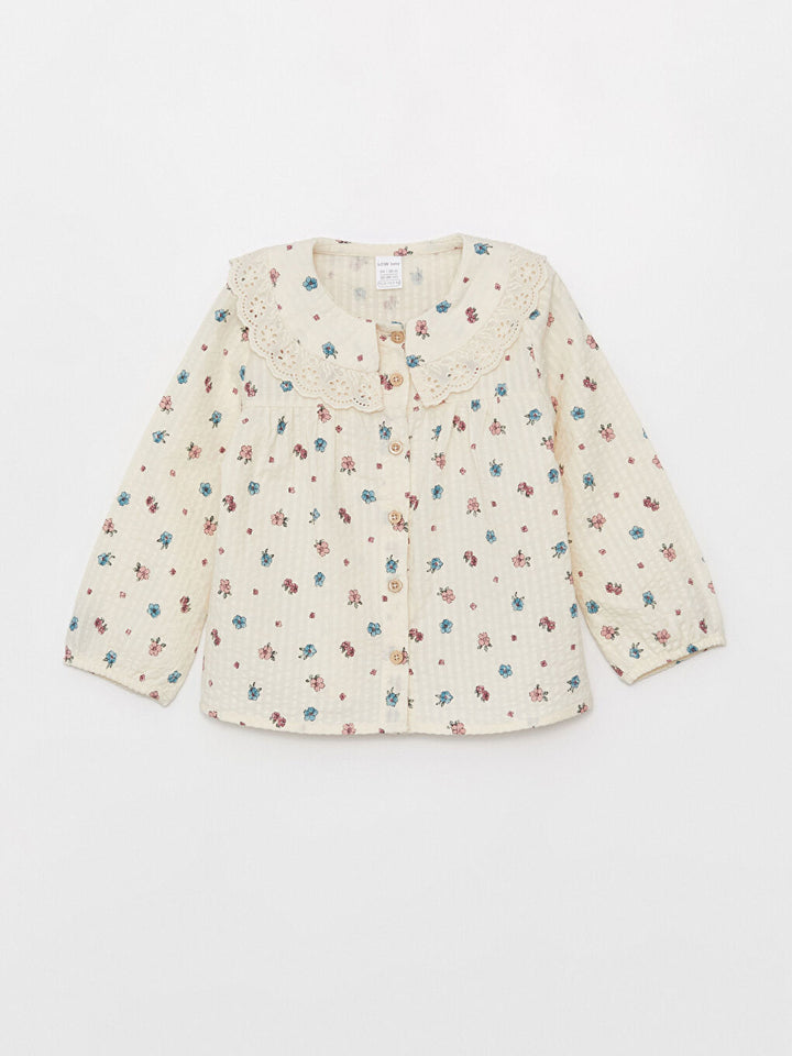 Baby Collar Long Sleeve Patterned Baby Girl Shirt