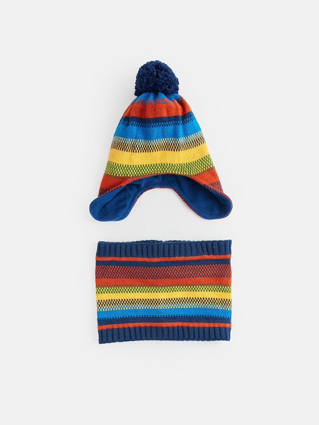 Color Blocked Boys Scarf And Beret