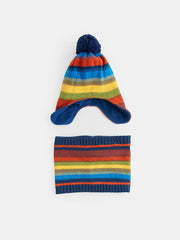 Color Blocked Boys Scarf And Beret
