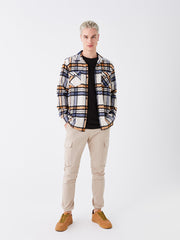 Regular Fit Long Sleeve Plaid Men Shirt Jacket