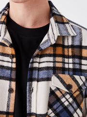 Regular Fit Long Sleeve Plaid Men Shirt Jacket