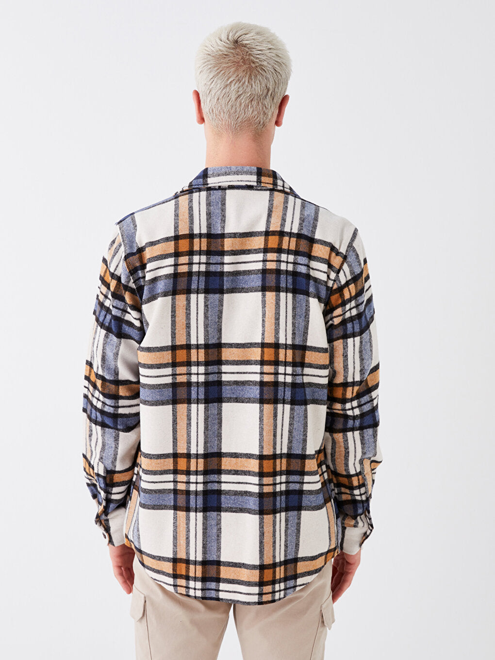 Regular Fit Long Sleeve Plaid Men Shirt Jacket