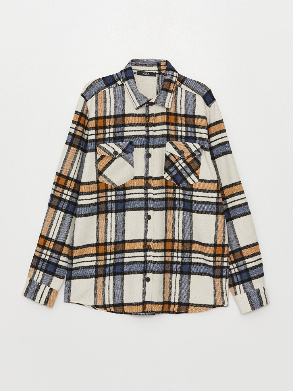 Regular Fit Long Sleeve Plaid Men Shirt Jacket
