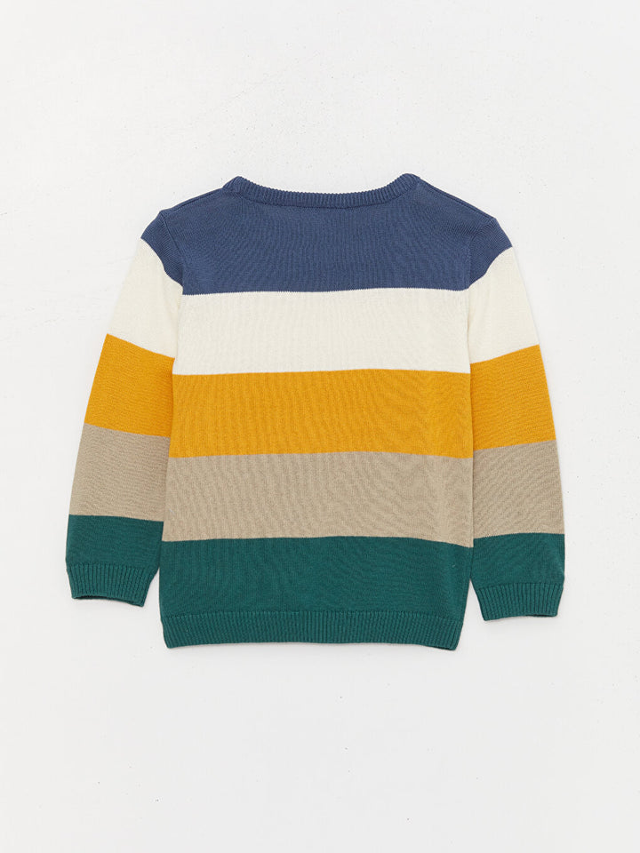 Crew Neck Long Sleeve Color Blocked Baby Boy Knitwear Sweater