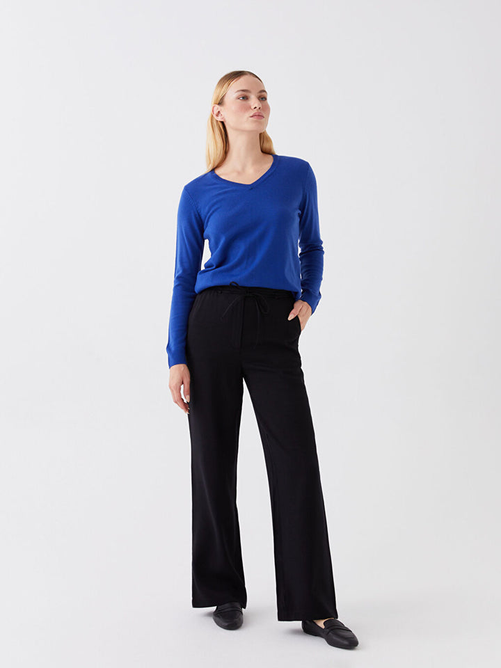 Comfortable Fit Women Trousers With Elastic Waist