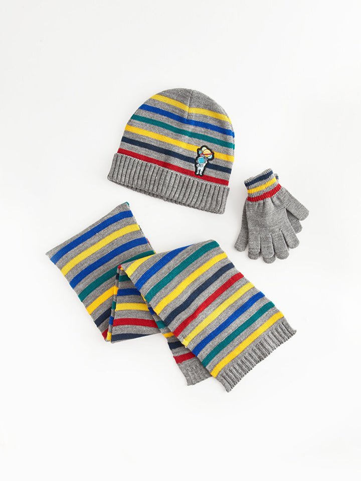 Boys Scarf, Beret And Glove Set