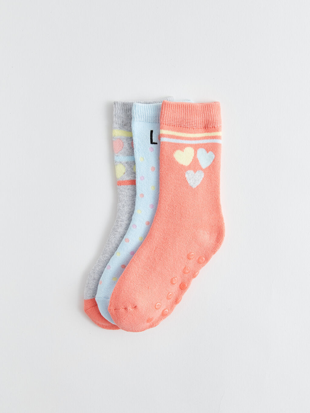 Patterned Girls Towel Sock Socks 3-Piece