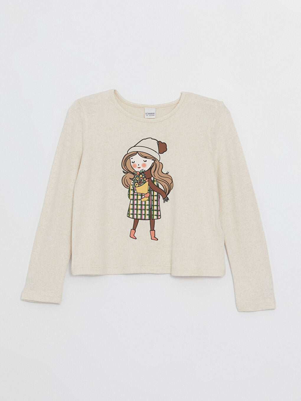 Crew Neck Printed Long Sleeve Girls T-Shirt And Tights