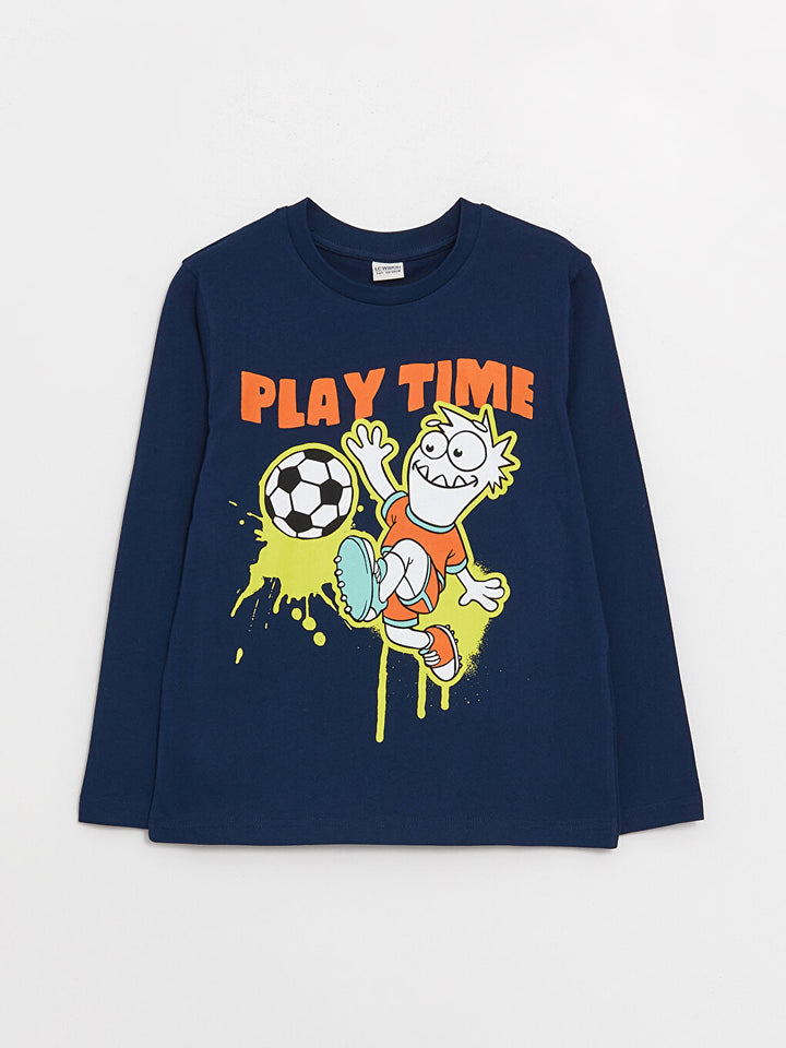 Crew Neck Printed Long Sleeve Boys T-Shirt