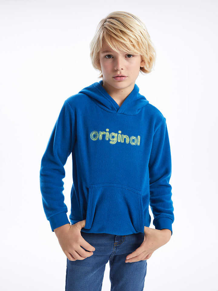 Embroidered Long Sleeve Fleece Boys Hoodie