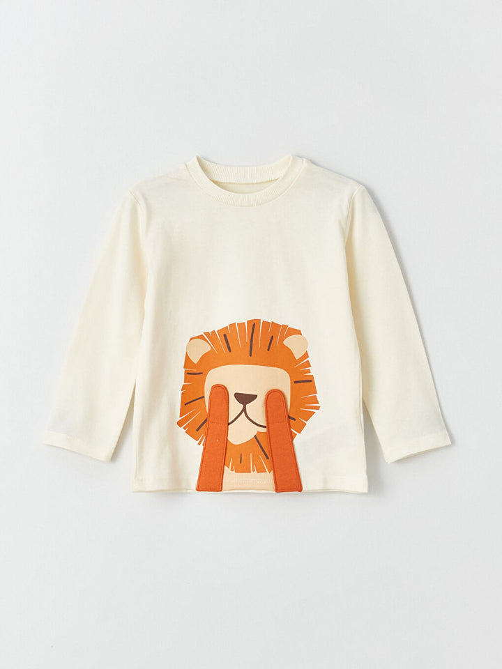 Long Sleeve Baby Boy T-Shirt With Animated Applique Detail