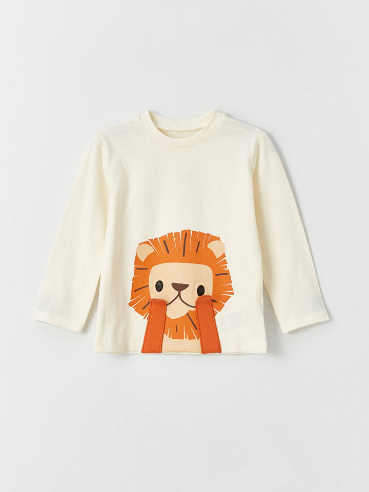 Long Sleeve Baby Boy T-Shirt With Animated Applique Detail