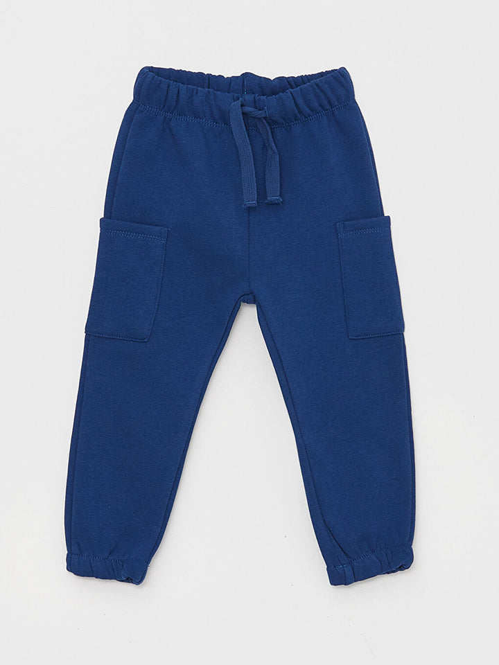 Basic Baby Boy Tracksuit Bottom 2-Piece Set With Elastic Waist