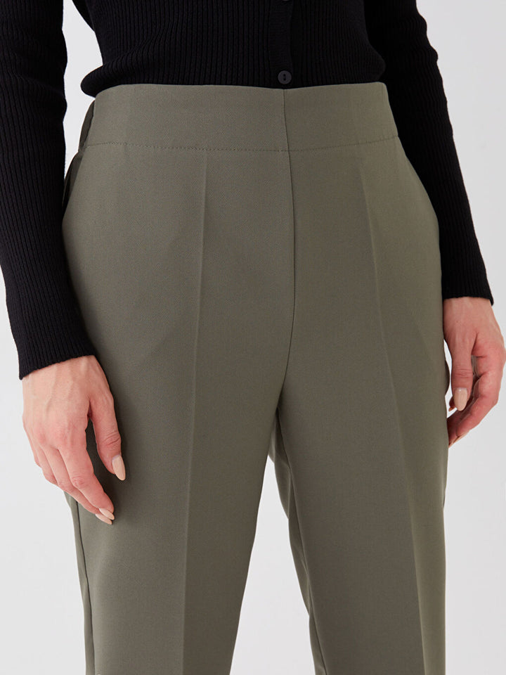 Standard Fit Women Trousers With Elastic Waist