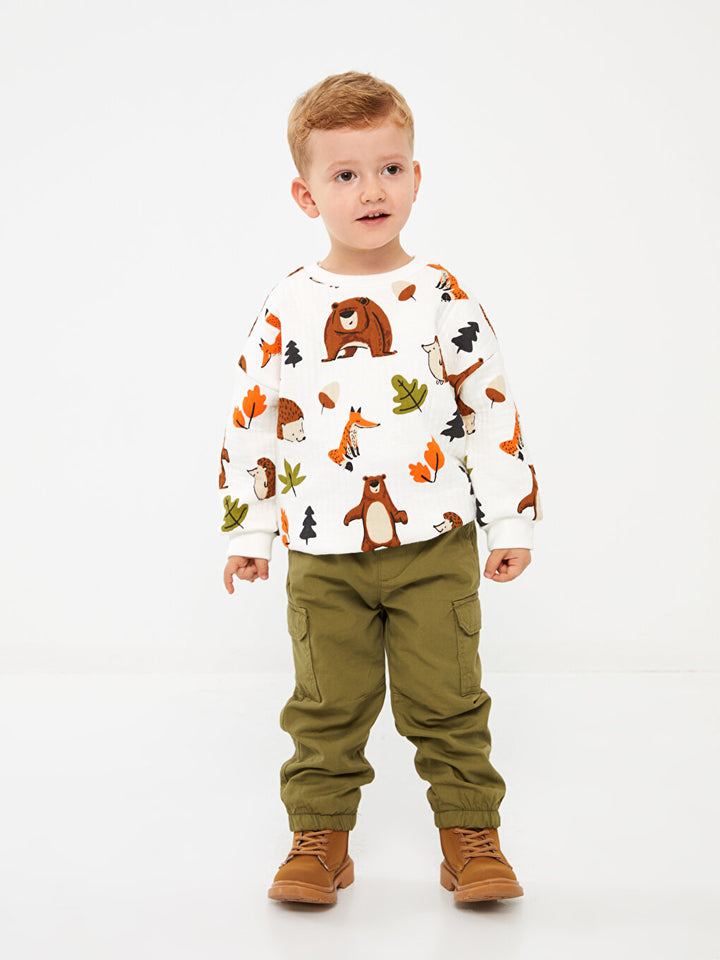 Crew Neck Long Sleeve Printed Baby Boy Sweatshirt