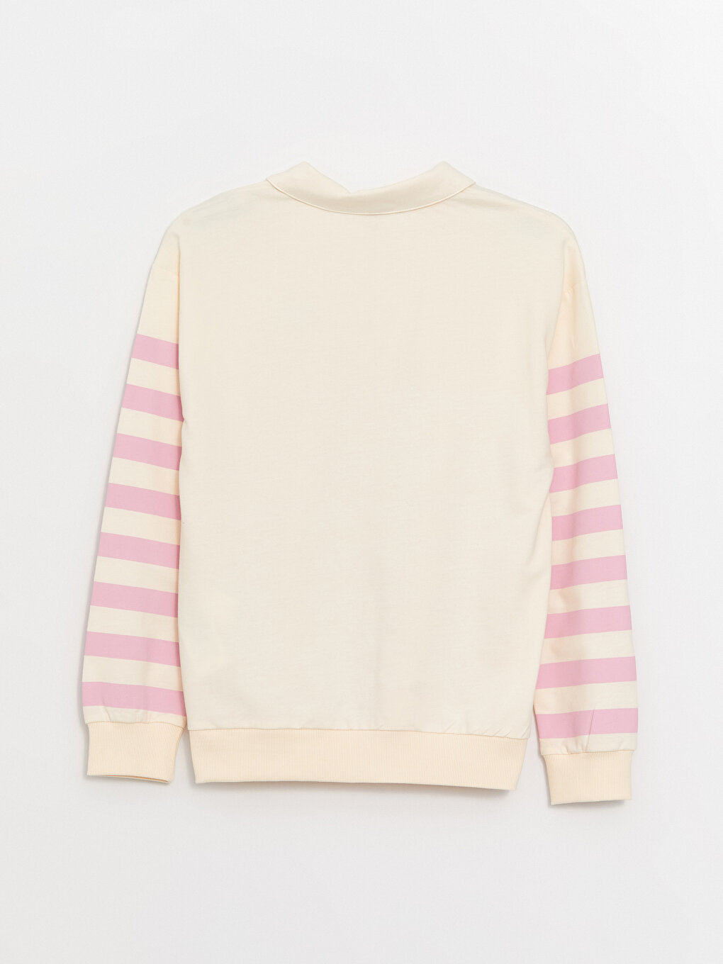 Polo Neck Striped Long Sleeve Girls Sweatshirt