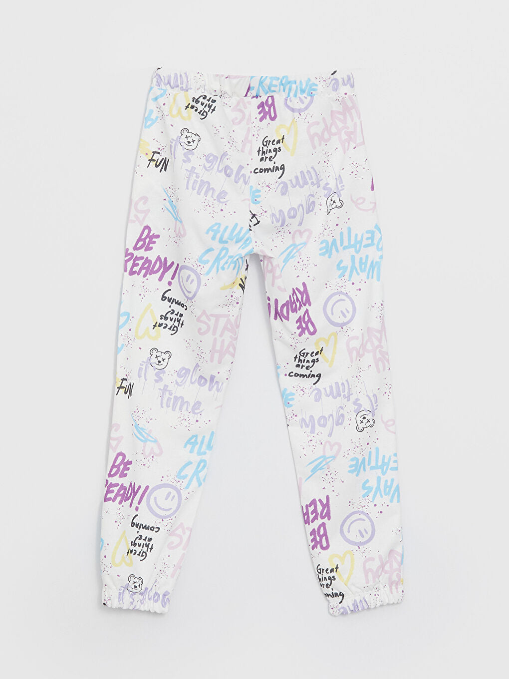 Printed Girls Jogger Sweatpants With Elastic Waist