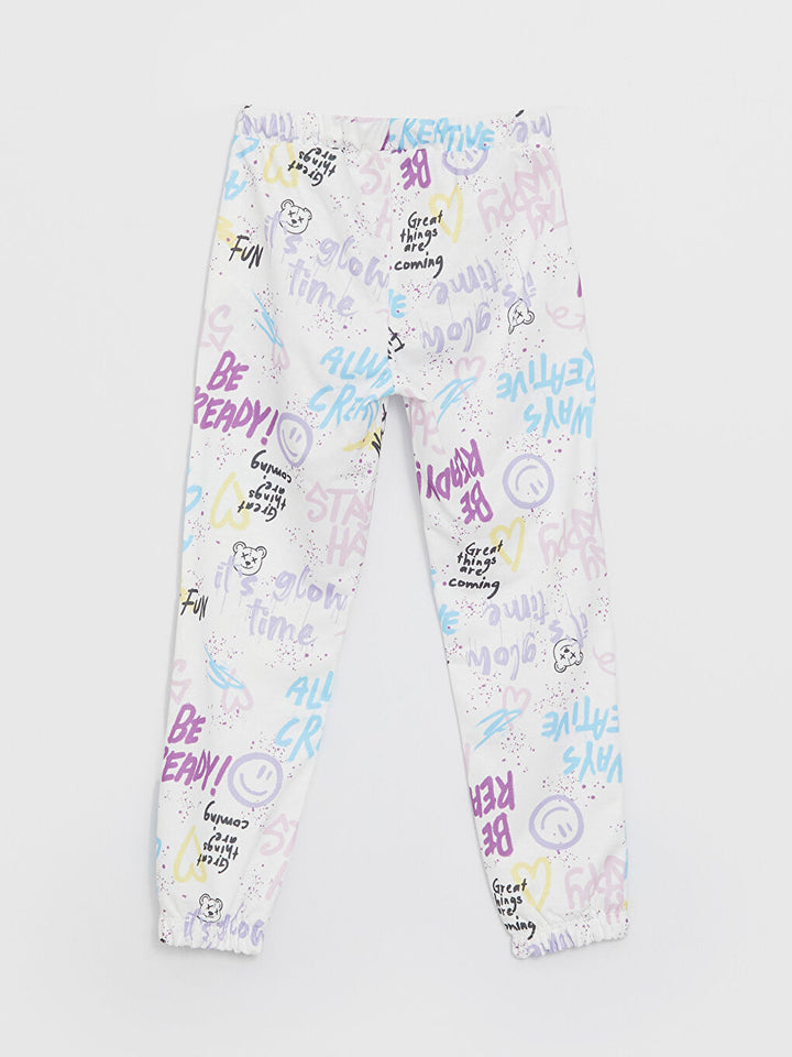 Printed Girls Jogger Sweatpants With Elastic Waist