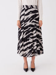 Patterned Chiffon Women Skirt With Elastic Waist