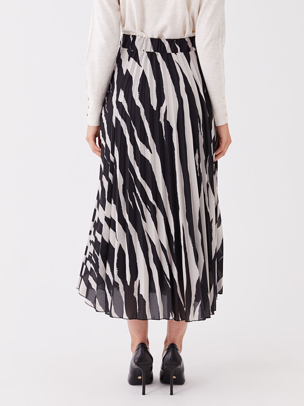 Patterned Chiffon Women Skirt With Elastic Waist