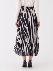 Patterned Chiffon Women Skirt With Elastic Waist