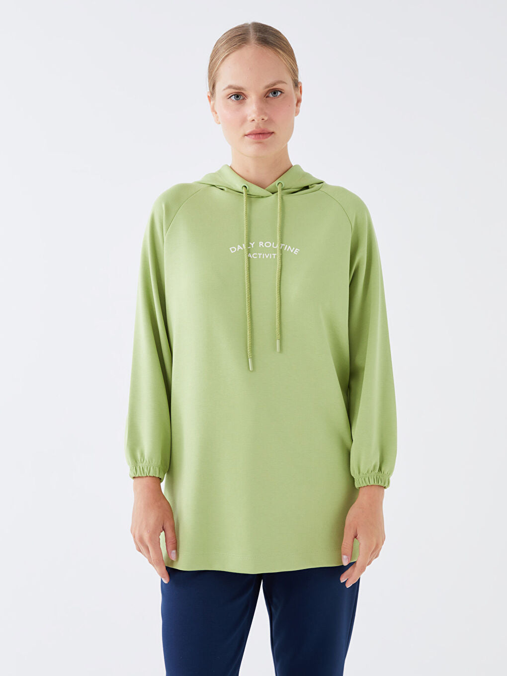 Crew Neck Printed Long Sleeve Oversize Women Tunic