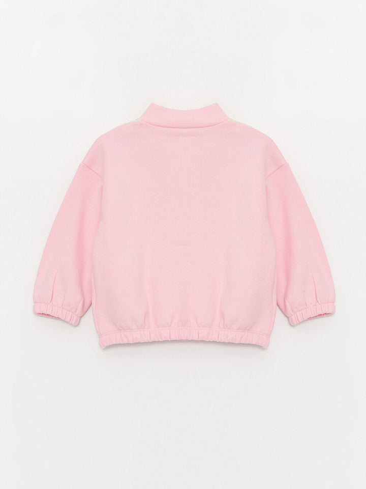 Turtleneck Long Sleeve Baby Girl Sweatshirt And Pants 2-Piece Set
