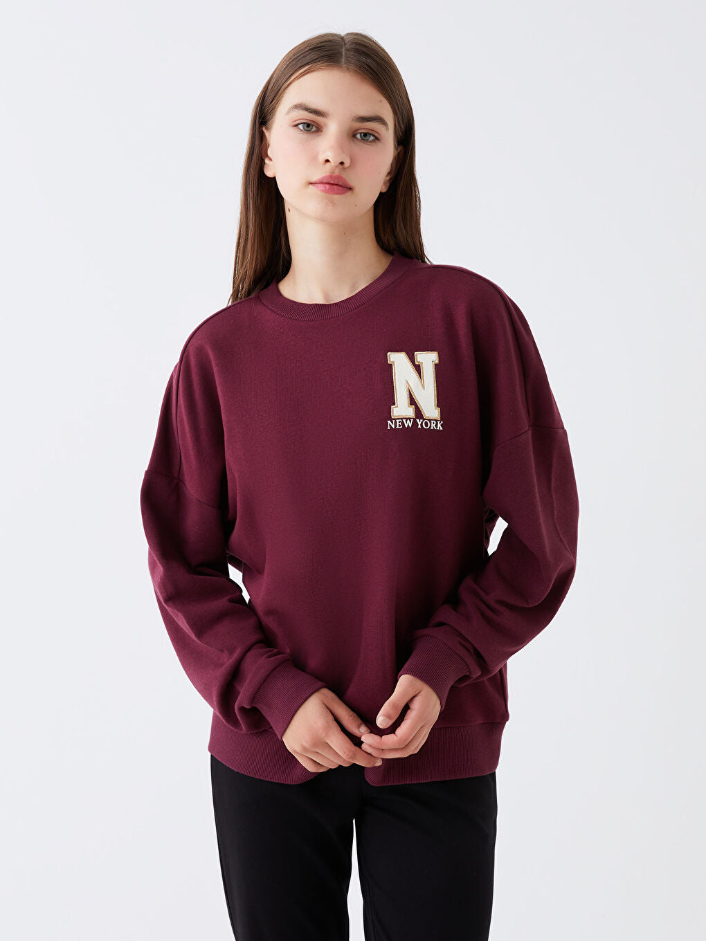 Crew Neck Printed Long Sleeve Oversize Women Sweatshirt