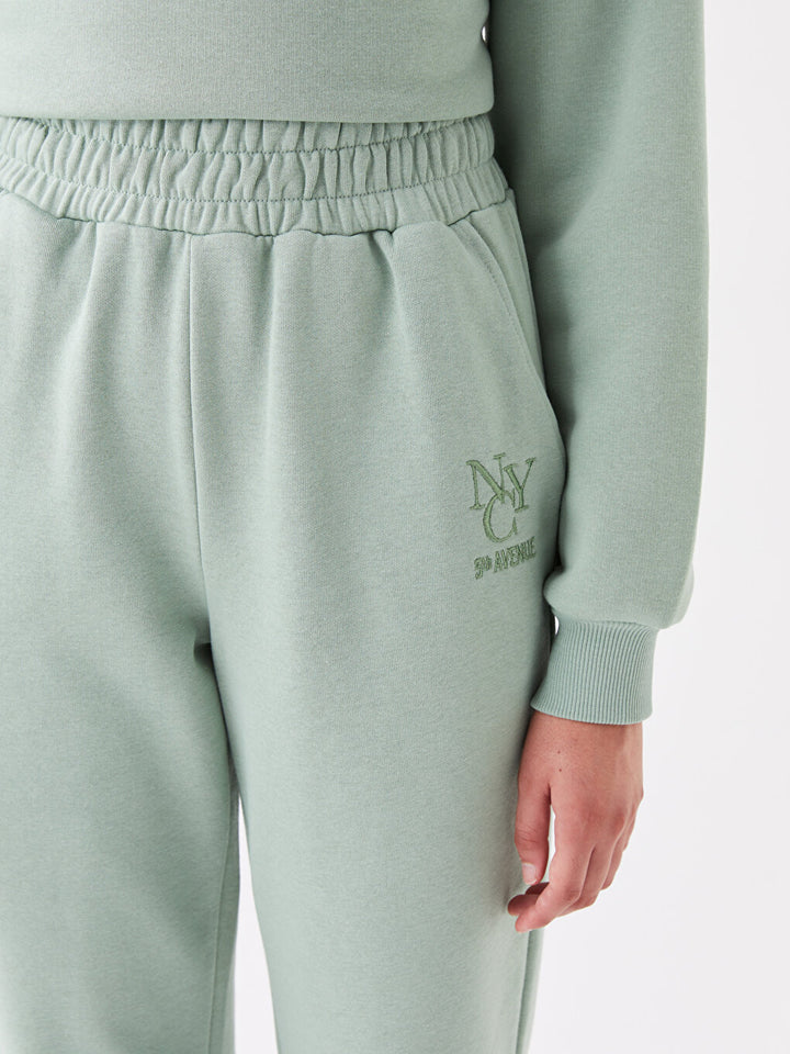 Embroidered Women Jogger Sweatpants with Elastic Waist
