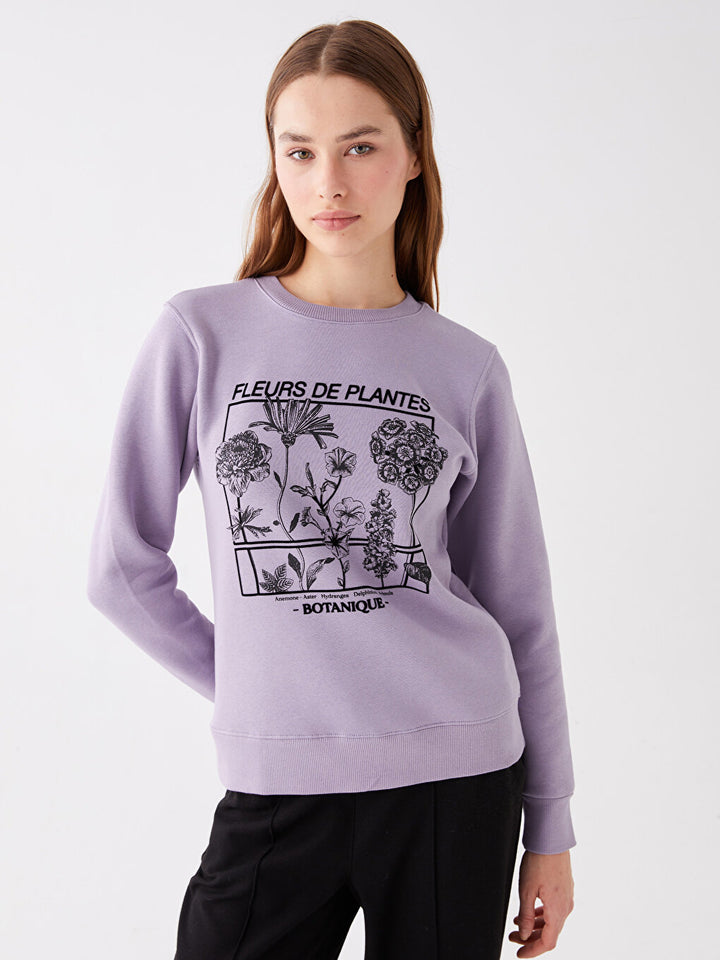 Crew Neck Printed Long Sleeve Women Sweatshirt