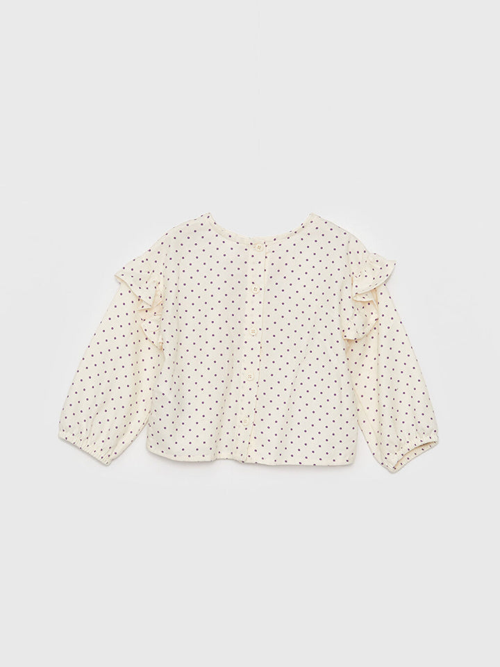 Crew Neck Long Sleeve Embroidered Baby Girl Blouse