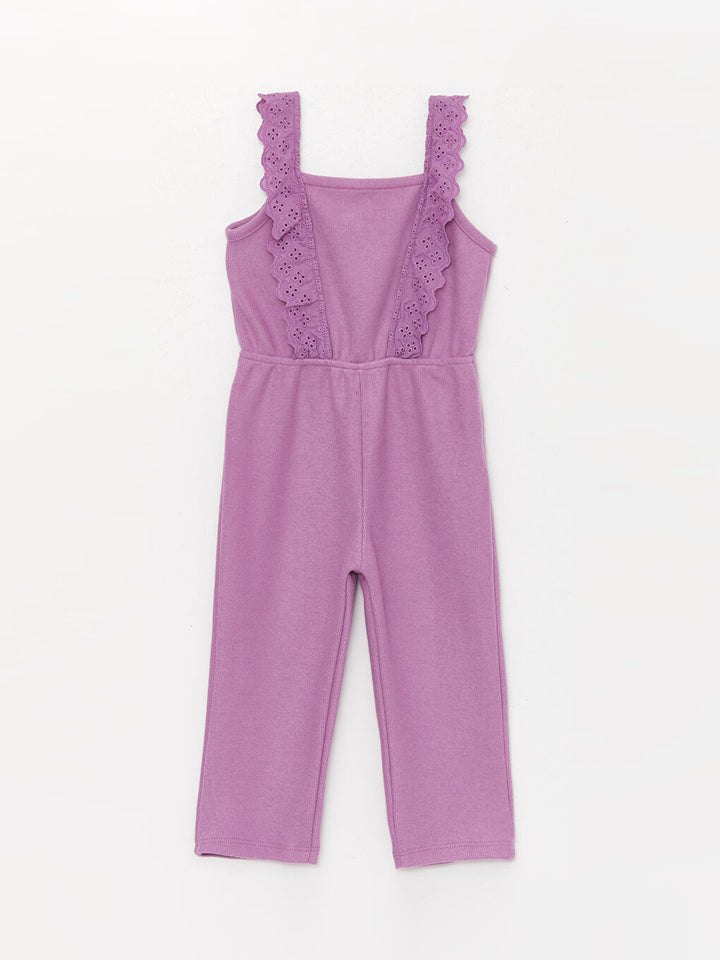 Square Collar Strap Baby Girl Jumpsuit