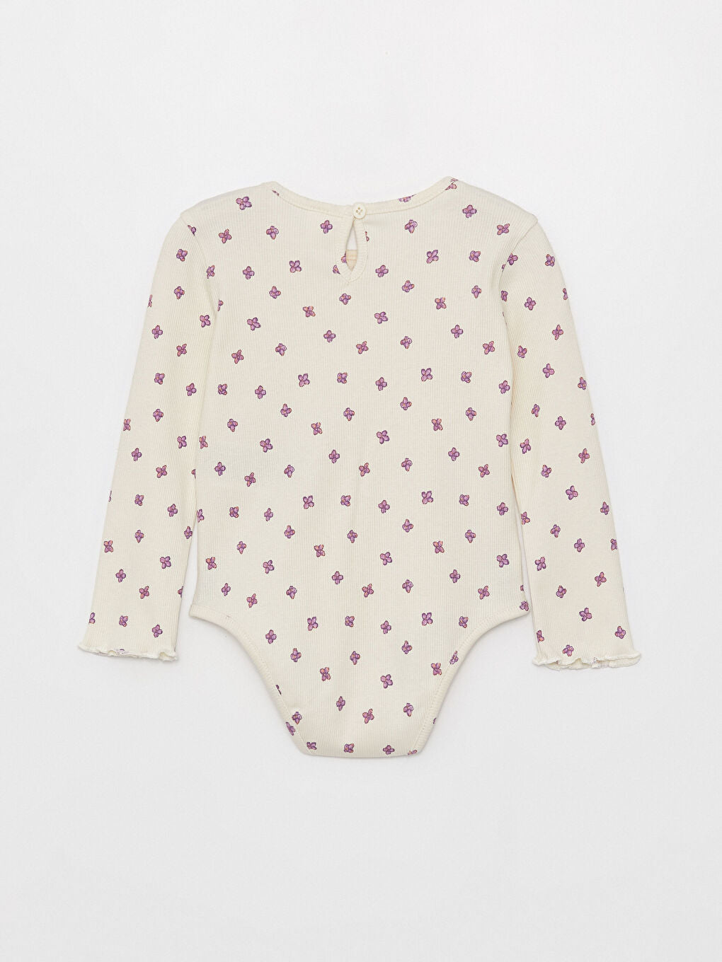 Crew Neck Long Sleeve Printed Baby Girl Snap-On Body