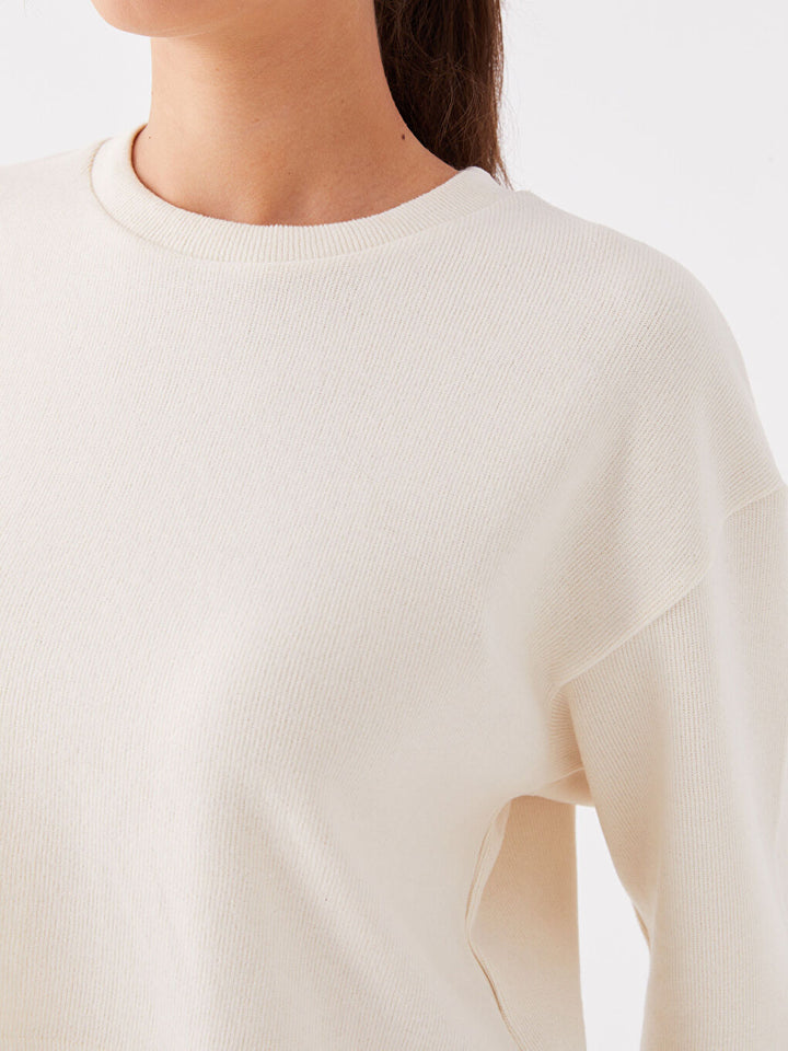 Crew Neck Plain Long Sleeve Women Sweatshirt