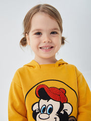 Long Sleeve Nostalgic Monkey Printed Unisex Baby Hoodie