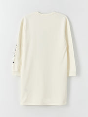 Crew Neck Printed Long Sleeve Girls Dress