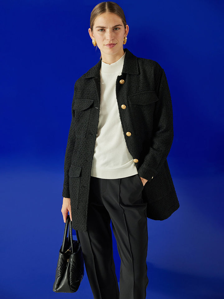 LC WAIKIKI Shirt Collar Patterned Woman Tüvit Blazer Jacket