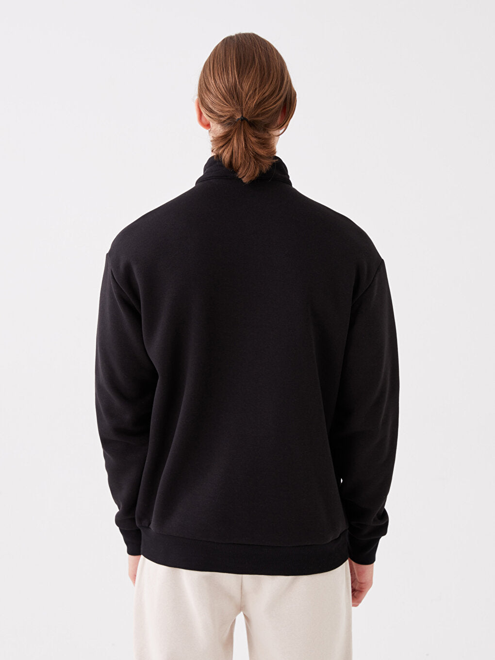 Stand Collar Long Sleeve Printed Men Sweatshirt