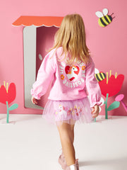 سويتشرت بناتي اطفال مطبوع بأكمام طويلة ورقبة دائرية