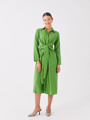Plain Long Sleeve Women Shirt Dress