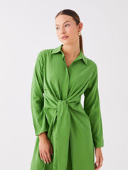 Plain Long Sleeve Women Shirt Dress