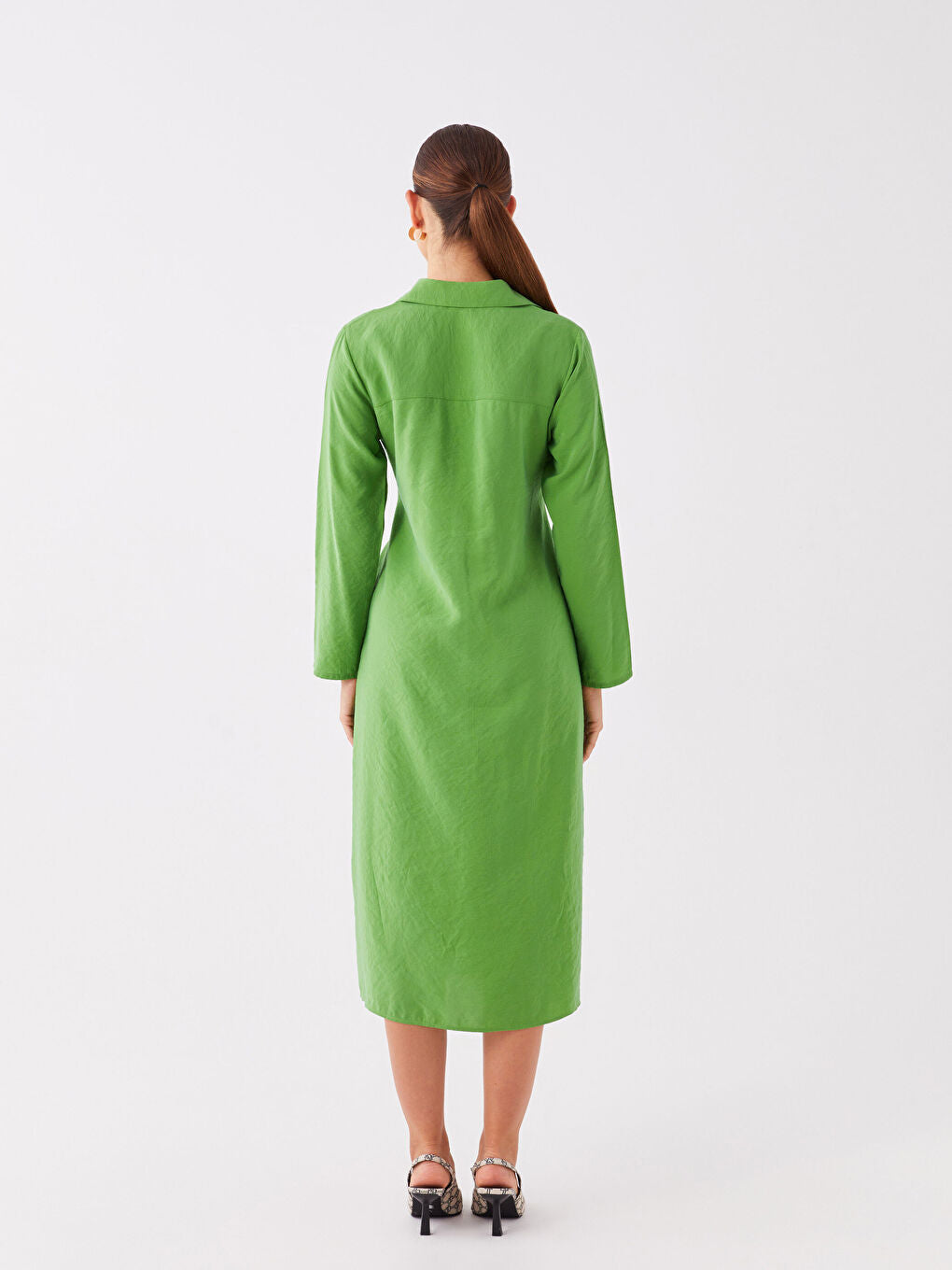Plain Long Sleeve Women Shirt Dress