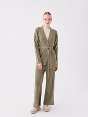 LC WAIKIKI Women'S Waist Rubabed Flat Knitwear Pants