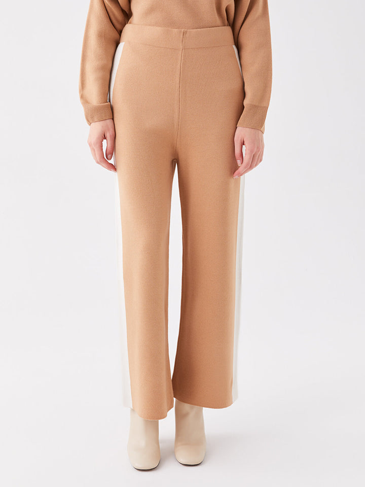 LC WAIKIKI Classic Women'S Trousers Made Of Jersey With An Elastic Waist And Contrasting Details