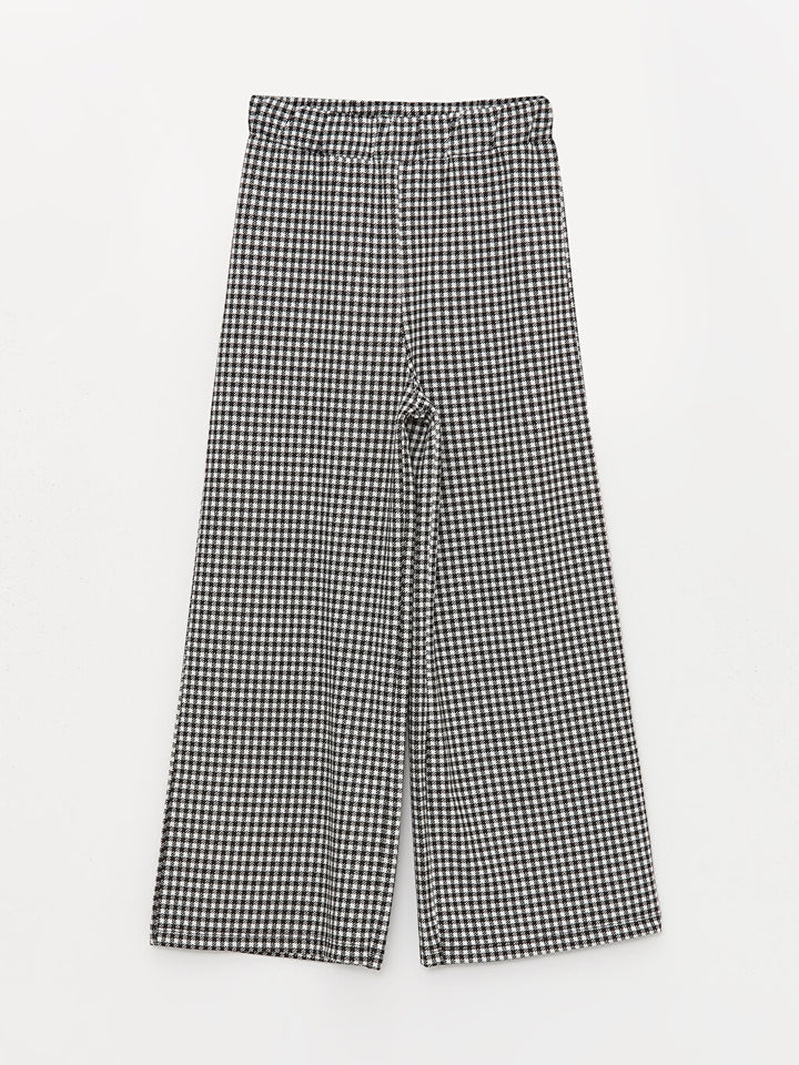 Plaid Girls Trousers With Elastic Waist