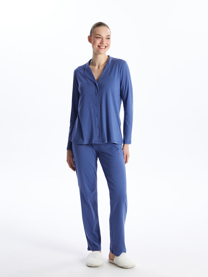 LC WAIKIKI Shirt Neck Regular Long Sleeve Women Pajama Set