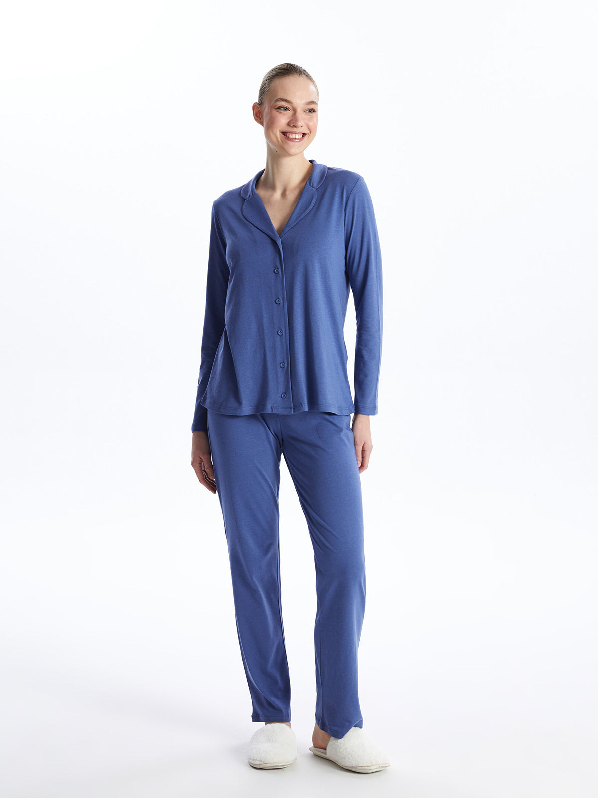 LC WAIKIKI Shirt Neck Regular Long Sleeve Women Pajama Set