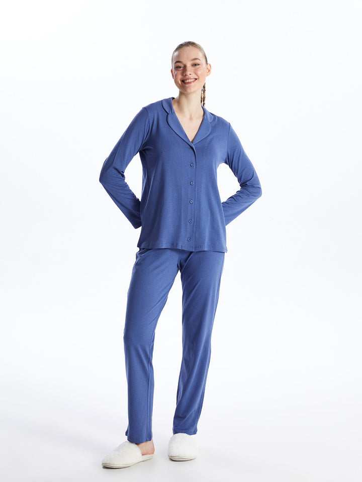 LC WAIKIKI Shirt Neck Regular Long Sleeve Women Pajama Set